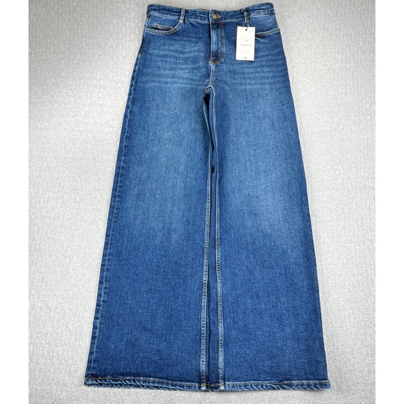 Zara Denim - New Zara baggy Wide Leg Bootcut Jeans Women 8/32x33 Blue High Rise Flare Y2K 90s